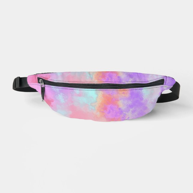 Rainbow paint splatter  fanny pack (Front)