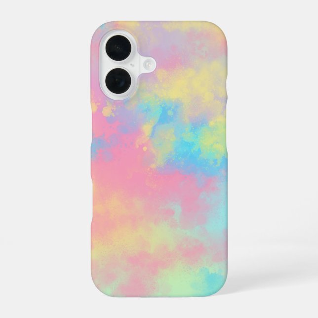 Rainbow Paint Splatter iPhone 16 Case (Back)