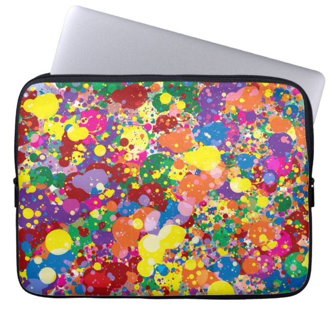 Rainbow Paint Splatter Laptop Sleeve (Front)