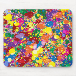 Rainbow Paint Splatter Mouse Pad