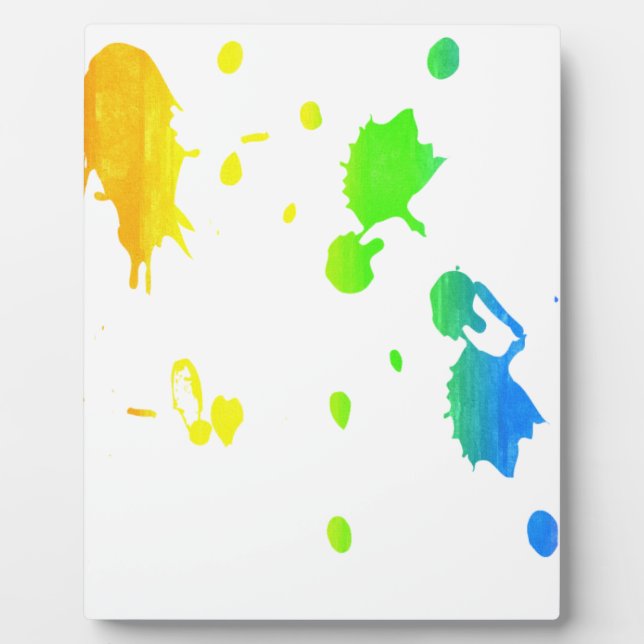 Rainbow paint-splatter plaque (Front)