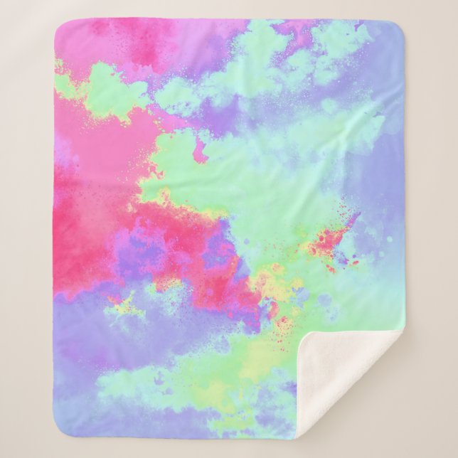 Rainbow Paint Splatter  Sherpa Blanket (Front)