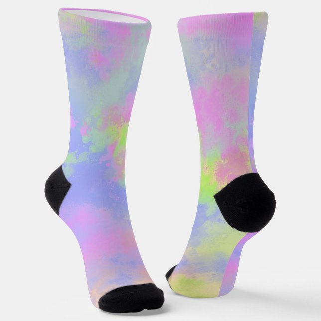 Rainbow Paint Splatter  Socks (Angled)