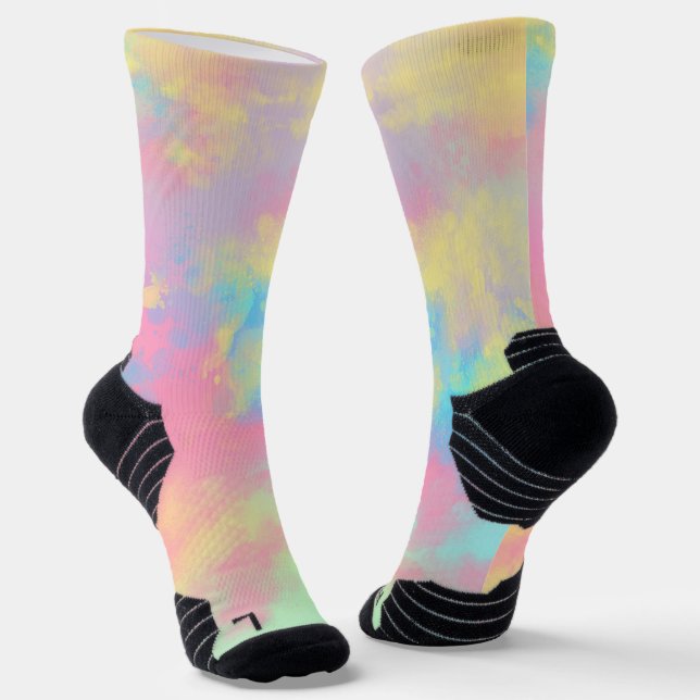 Rainbow Paint Splatter  Socks (Angled)