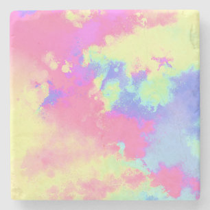 Rainbow Paint Splatter  Stone Coaster