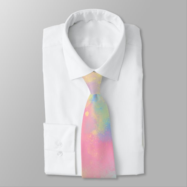 Rainbow Paint Splatter  Tie (Tied)