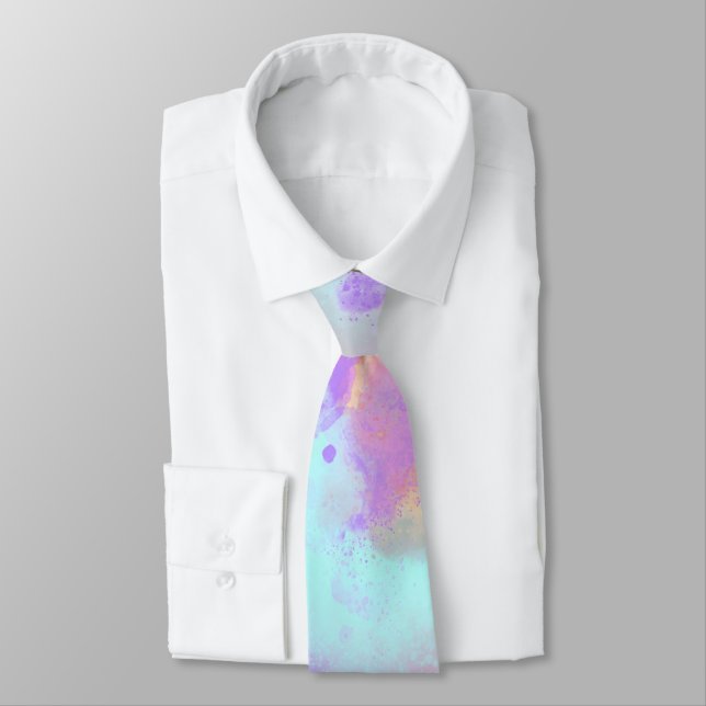 Rainbow Paint Splatter  Tie (Tied)