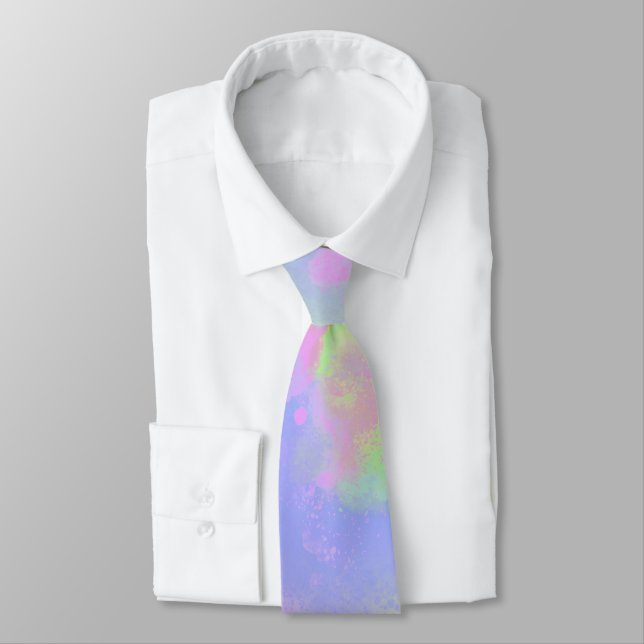 Rainbow Paint Splatter  Tie (Tied)