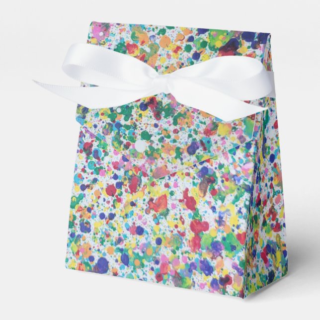 Rainbow Paint Splatters Favor Box (Front Side)
