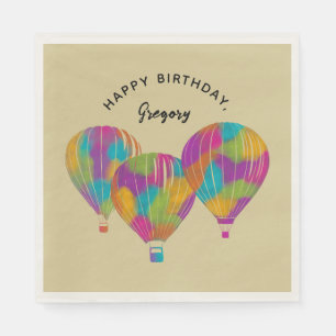 Rainbow Painted Hot Air Balloons Personalized Napkin