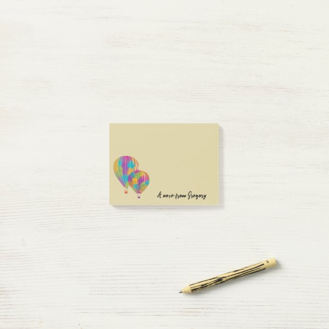 Rainbow Painted Hot Air Balloons Personalized Post-it Notes (On Desk)