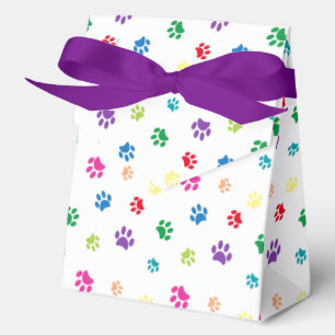 Rainbow Painted Paw Prints Favor Box