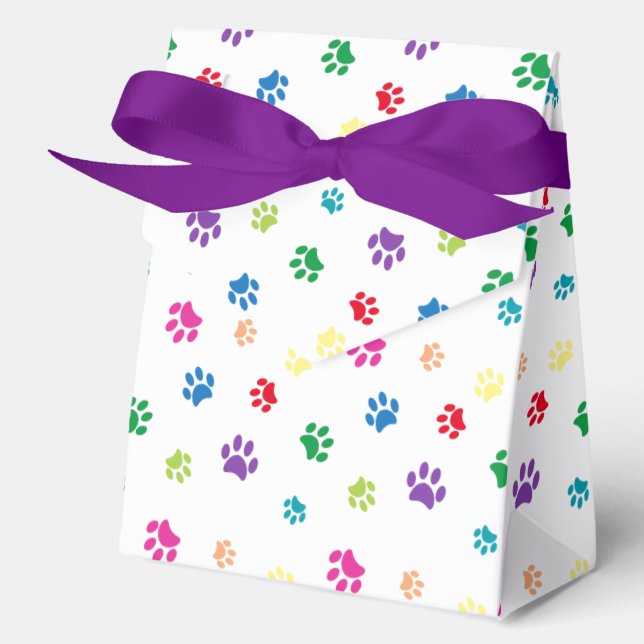 Rainbow Painted Paw Prints Favor Box (Front)