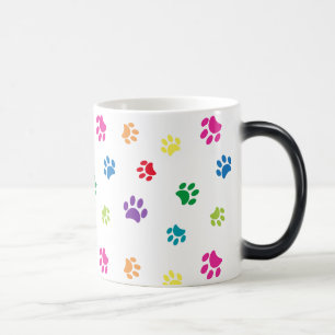 Rainbow Painted Paw Prints Magic Mug