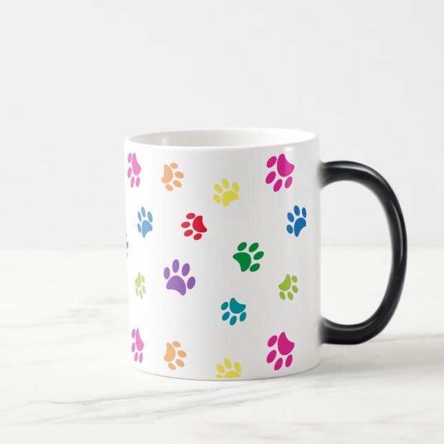 Rainbow Painted Paw Prints Magic Mug (Right)