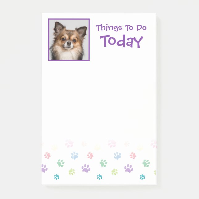 Rainbow Painted Paw Prints with Photo Insert Post-it Notes (Front)
