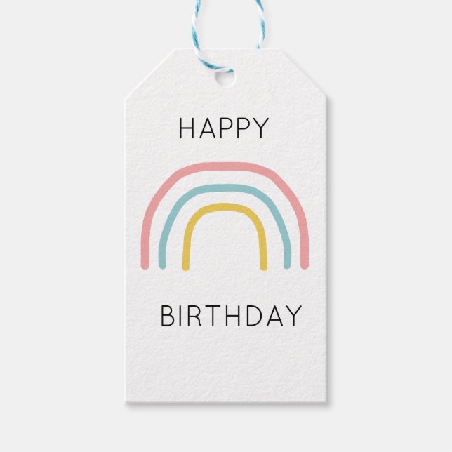 Rainbow Painting Birthday Gift Tags (Front)
