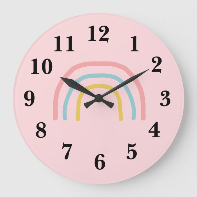 Rainbow Painting Pastel Large Clock (Front)