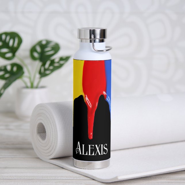 Rainbow Paints Drips  Water Bottle (Yoga)