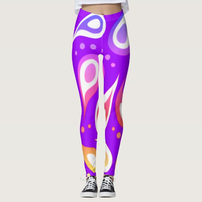 Rainbow Paisley  Pattern Leggings (Front)