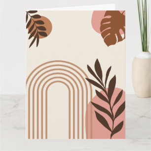 Rainbow Palm Leaf Sun, Boho Abstract Geometric Art Card