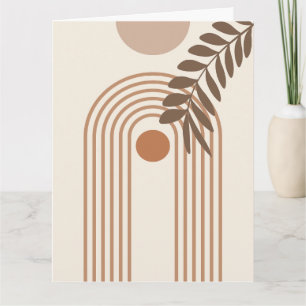 Rainbow Palm Leaf Sun, Boho Abstract Geometric Art Card