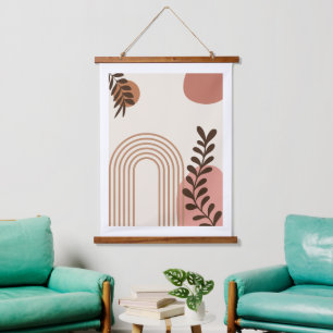 Rainbow Palm Leaf Sun, Boho Abstract Geometric Art Hanging Tapestry