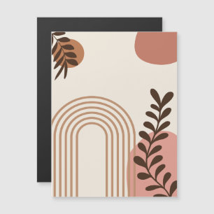 Rainbow Palm Leaf Sun, Boho Abstract Geometric Art Magnetic Invitation