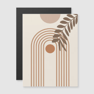 Rainbow Palm Leaf Sun, Boho Abstract Geometric Art Magnetic Invitation