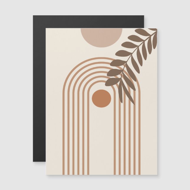 Rainbow Palm Leaf Sun, Boho Abstract Geometric Art Magnetic Invitation (Front/Back)