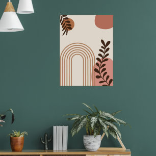 Rainbow Palm Leaf Sun, Boho Abstract Geometric Art Poster