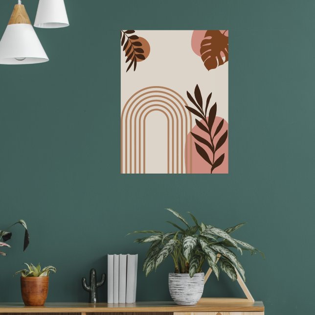 Rainbow Palm Leaf Sun, Boho Abstract Geometric Art Poster (Living Room 1)