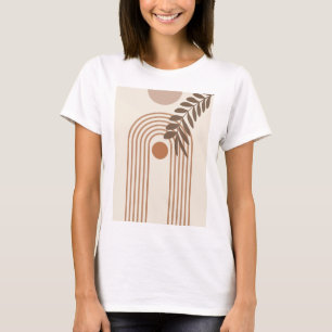 Rainbow Palm Leaf Sun, Boho Abstract Geometric Art T-Shirt