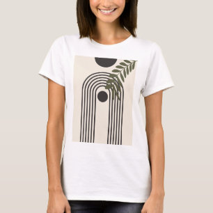 Rainbow Palm Leaf Sun, Boho Abstract Geometric Art T-Shirt