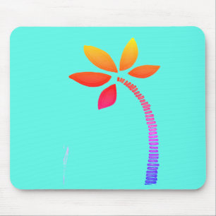 Rainbow palm tree drawing with blue background mouse pad