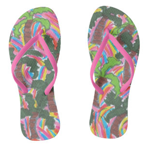 Rainbow Palm Tree Party FlipFlops
