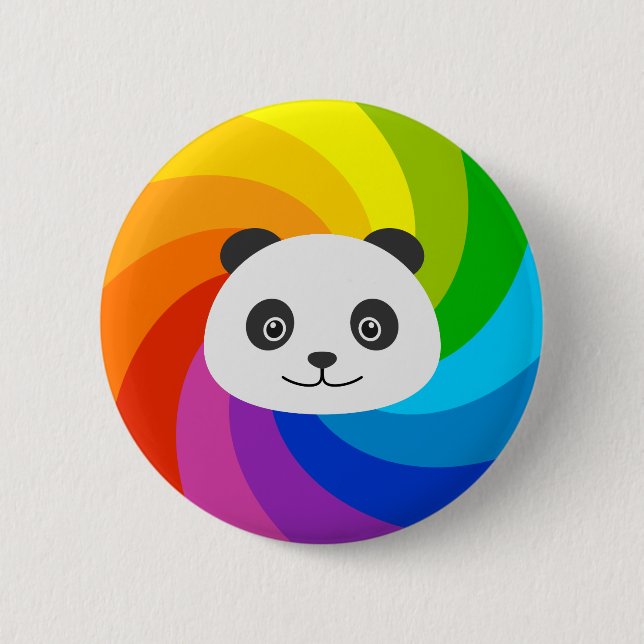 Rainbow Panda 2 Inch Round Button (Front)
