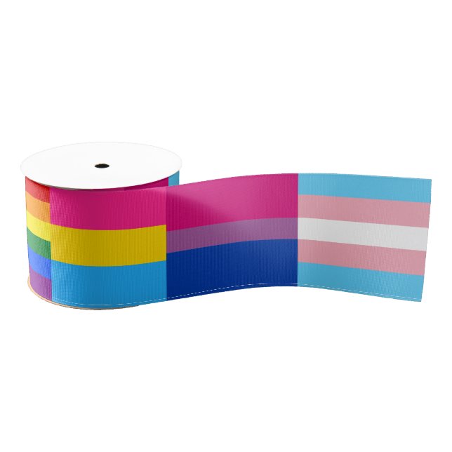 Rainbow, Pansexual, Transexual & Bisexual Flags Grosgrain Ribbon (Spool)