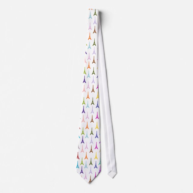 Rainbow Paris Eiffel Tower pattern Tie (Front)