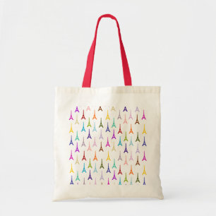 Rainbow Paris Eiffel Tower pattern Tote Bag