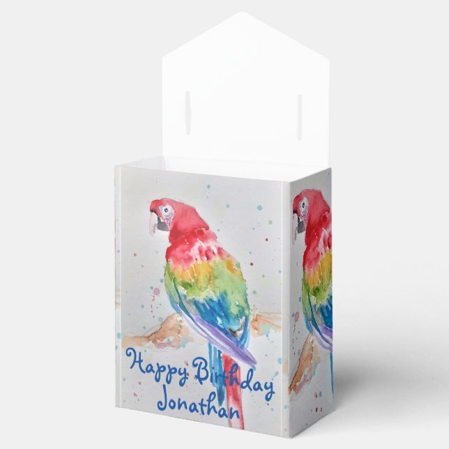 Rainbow Parrot Bird Child Birthday Cake Favour Box (Opened)