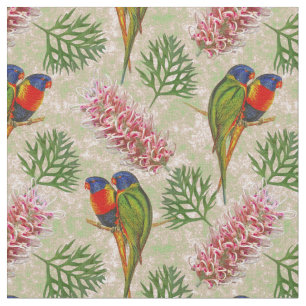 Rainbow Parrot Floral Fabric