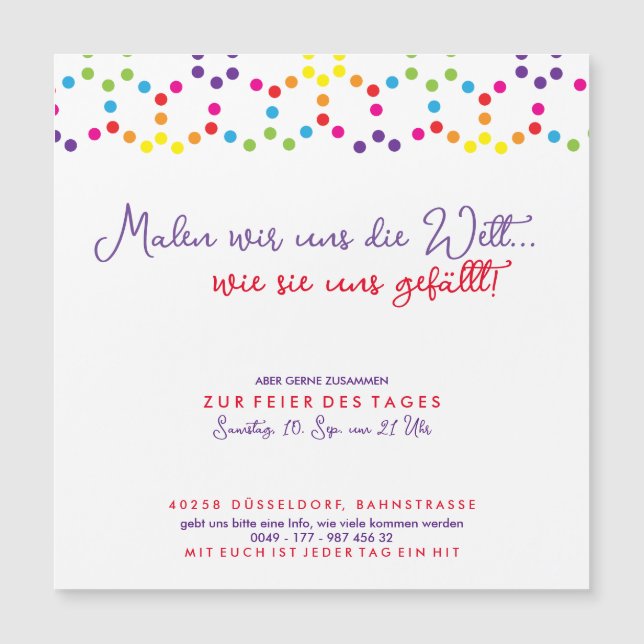 Rainbow Party Invitation (Front)