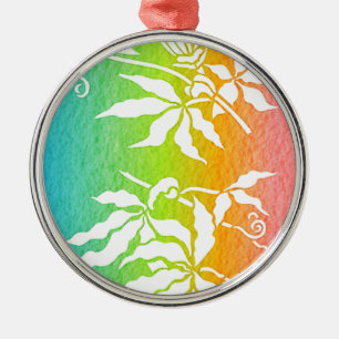 Rainbow Passion Flower Metal Ornament