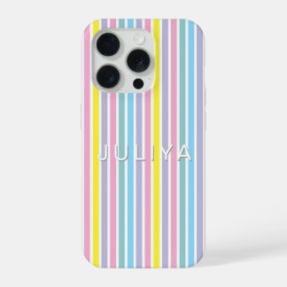 Rainbow Pastal colour strip iPhone 15 Pro Case