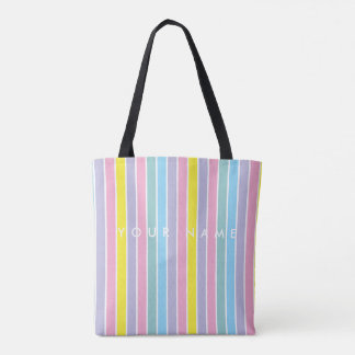 Rainbow Pastal colour strip Tote Bag