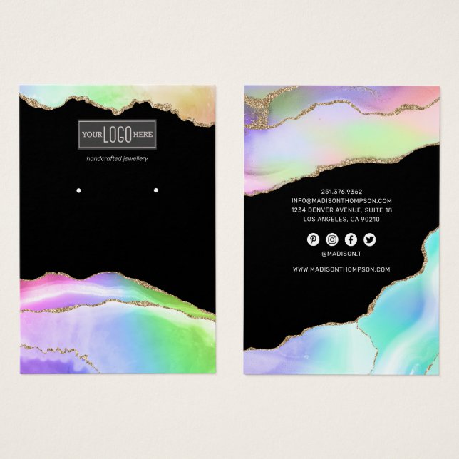 Rainbow Pastel Agate Earring Display (Front & Back)