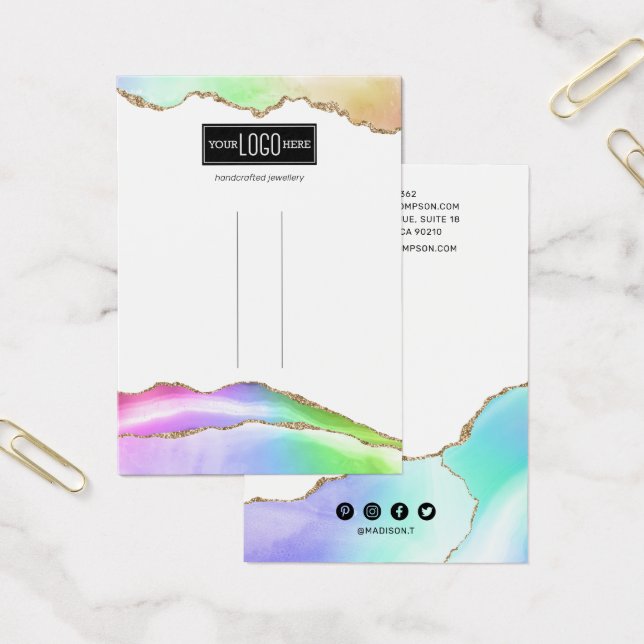 Rainbow Pastel Agate Hair Clip Display (Office)