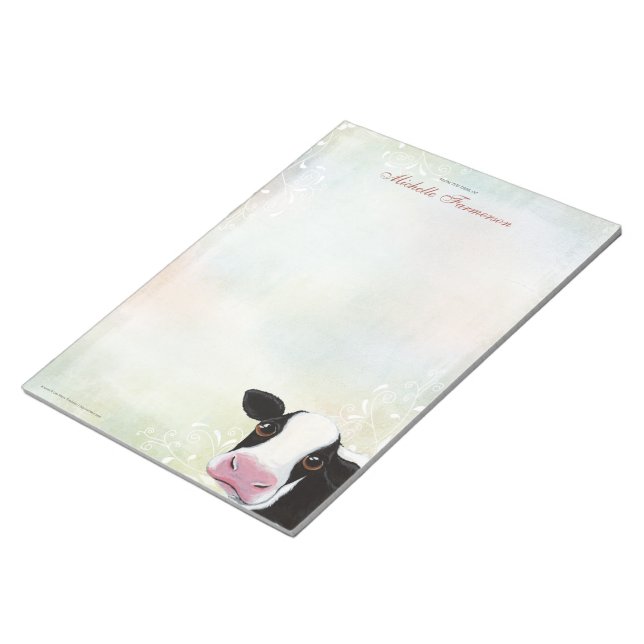 Rainbow Pastel Black & White Cow Large Notepad (Angled)