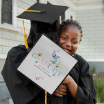 Rainbow Pastel Butterflies Graduation Cap Topper<br><div class="desc">Trendy butterfly themed graduation cap topper featuring a simple white background that can be changed to any colour,  pretty pastel butterflies,  the word "GRADUATE" in rainbow colours,  the students name,  and class year.</div>